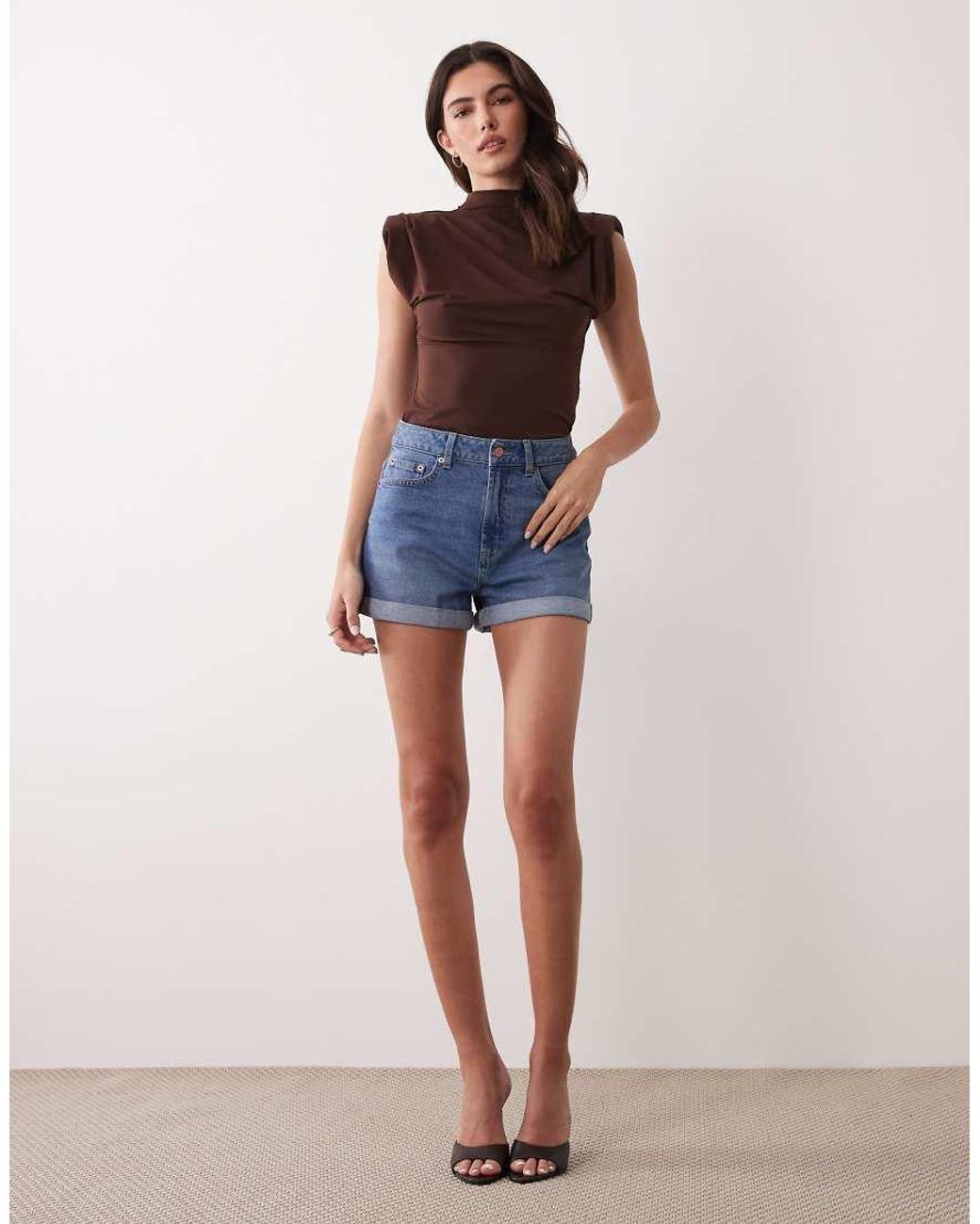 ASOS Blue Denim Comfort Mom Shorts