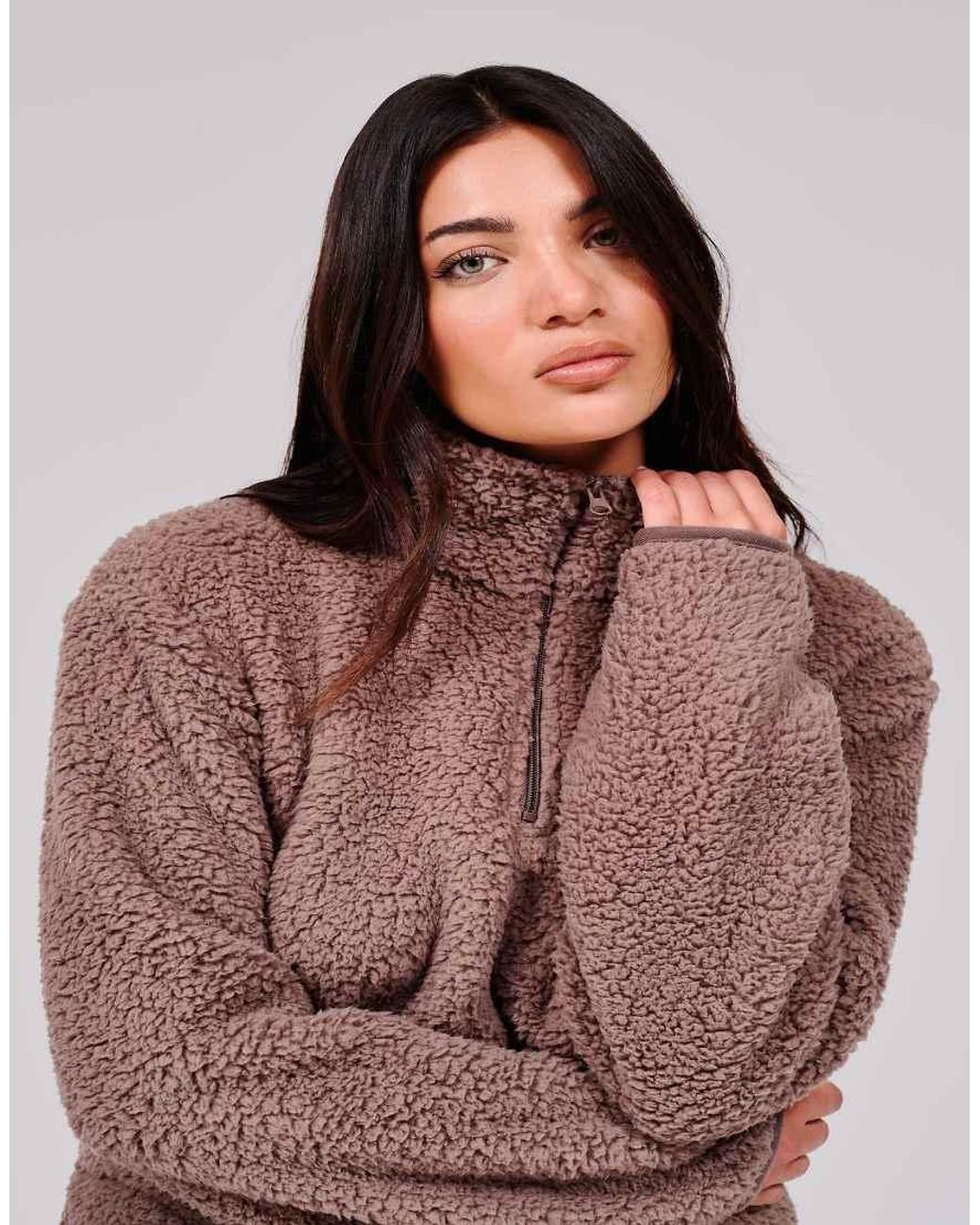Loungeable Brown Borg 1/4 Zip Jumper With Pockets