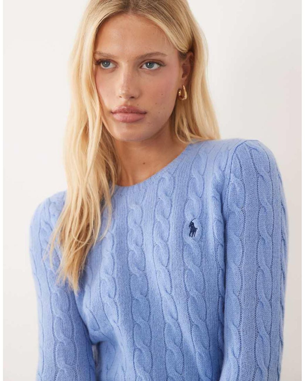 Polo Ralph Lauren Blue Icon Logo Cotton Cable Knit Jumper