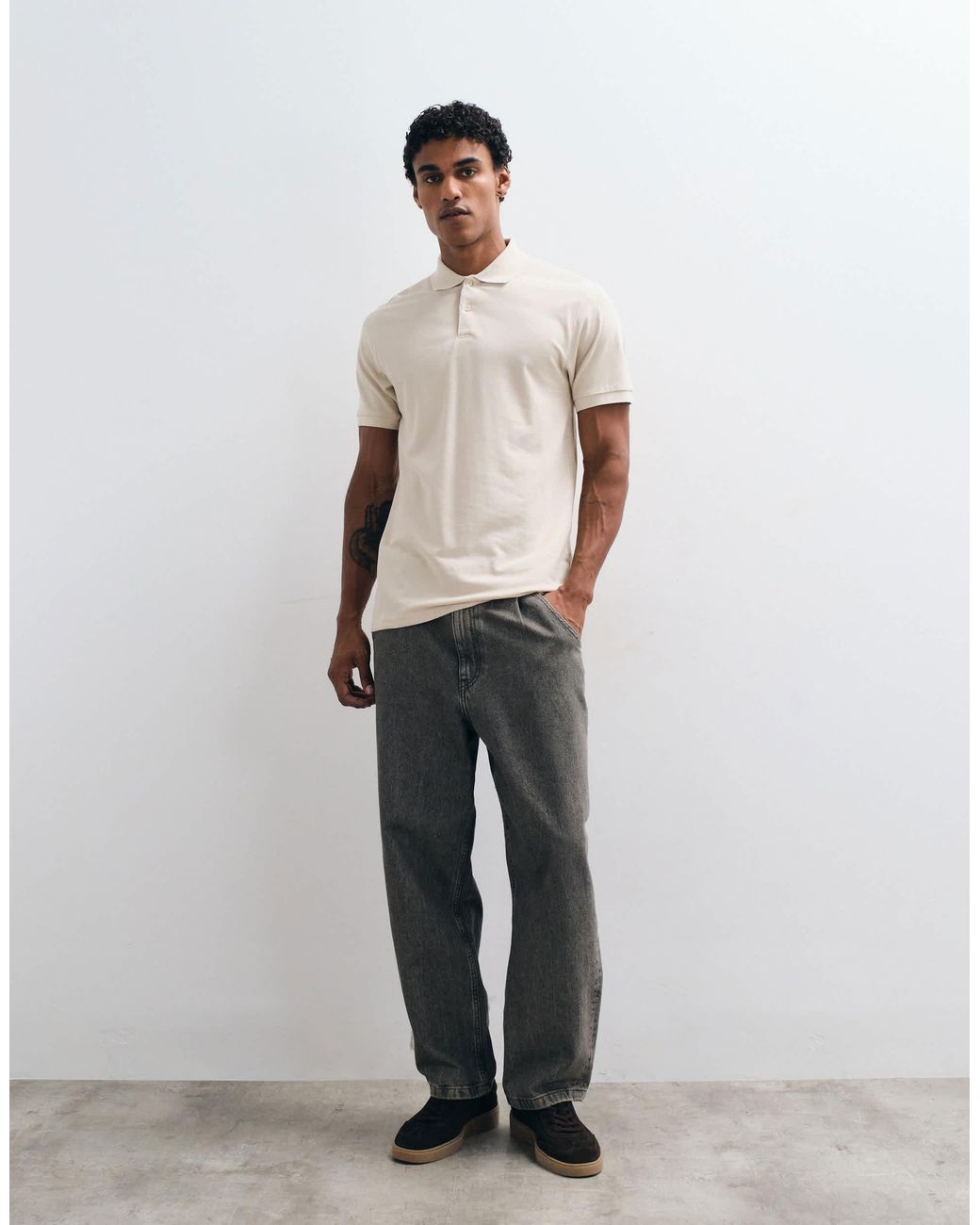 ASOS – basic-polohemd aus pikee in Natural für Herren