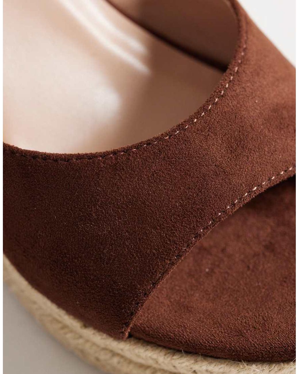 SEQWL Wide Fit Brown Espadrille Wedges