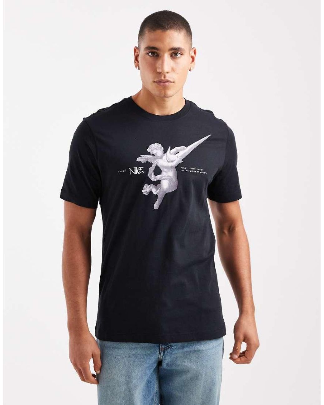 Nike Black Sportswear Back Print Graphic T-Shirt for men
