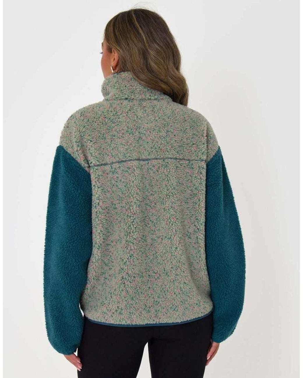 Threadbare Blue Contrast Sleeve Funnel Neck Fleece
