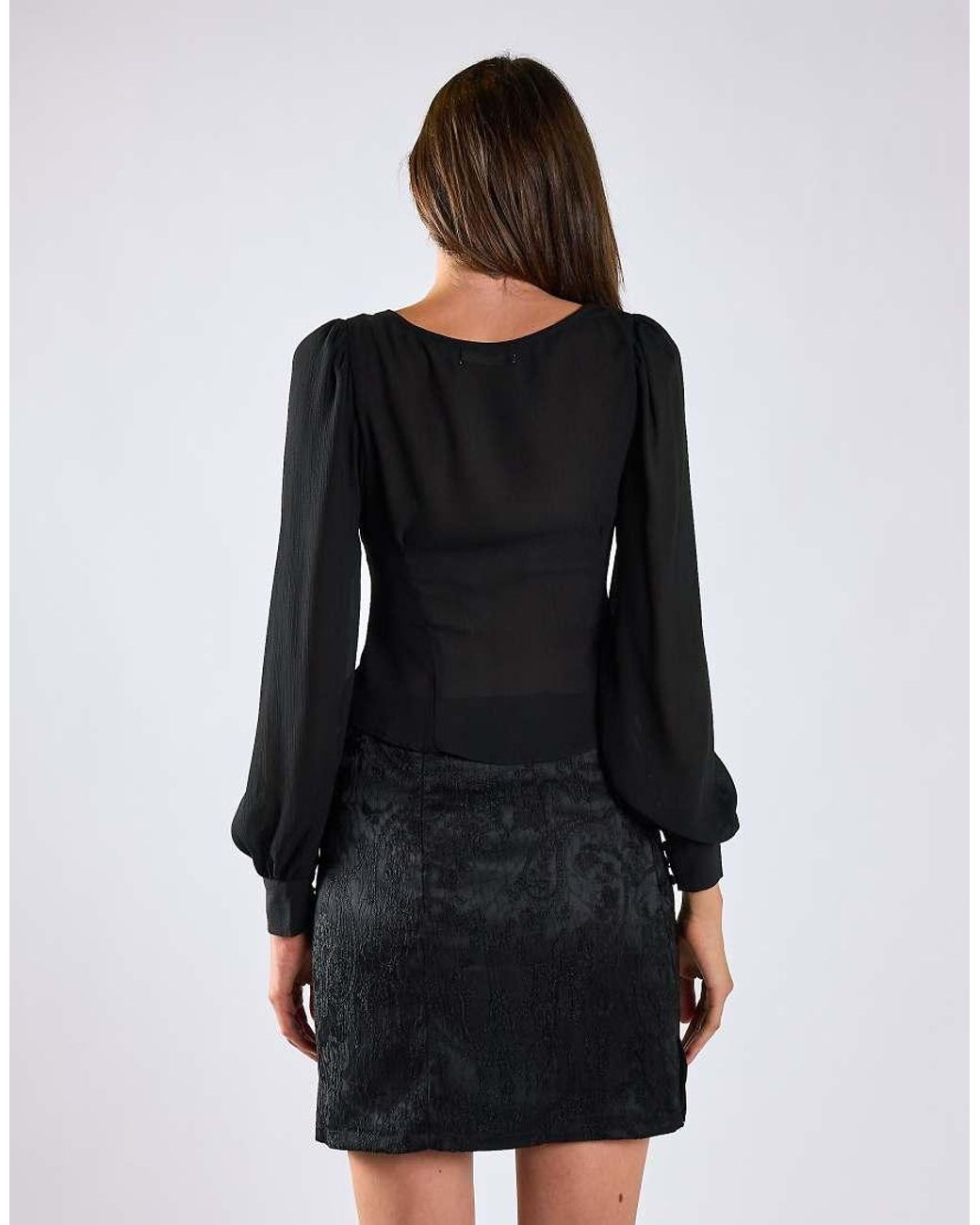 Glamorous Black Sweetheart Neckline Crop-Blouse