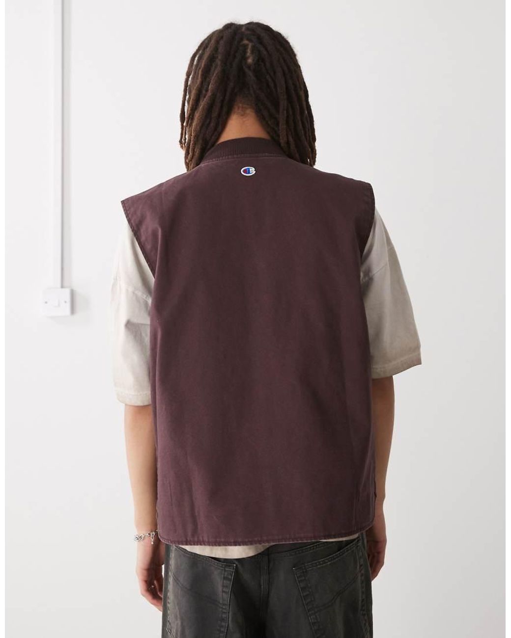 Champion Brown Full Zip Woven Gilet for men