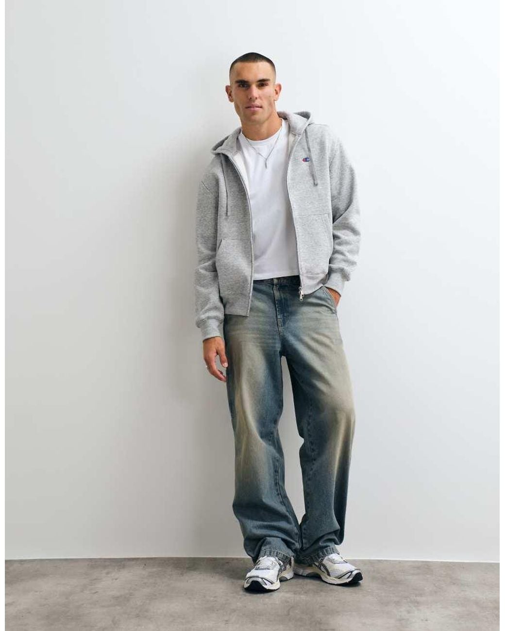 Champion Gray Modern Heritage Full Zip Hoodie for men