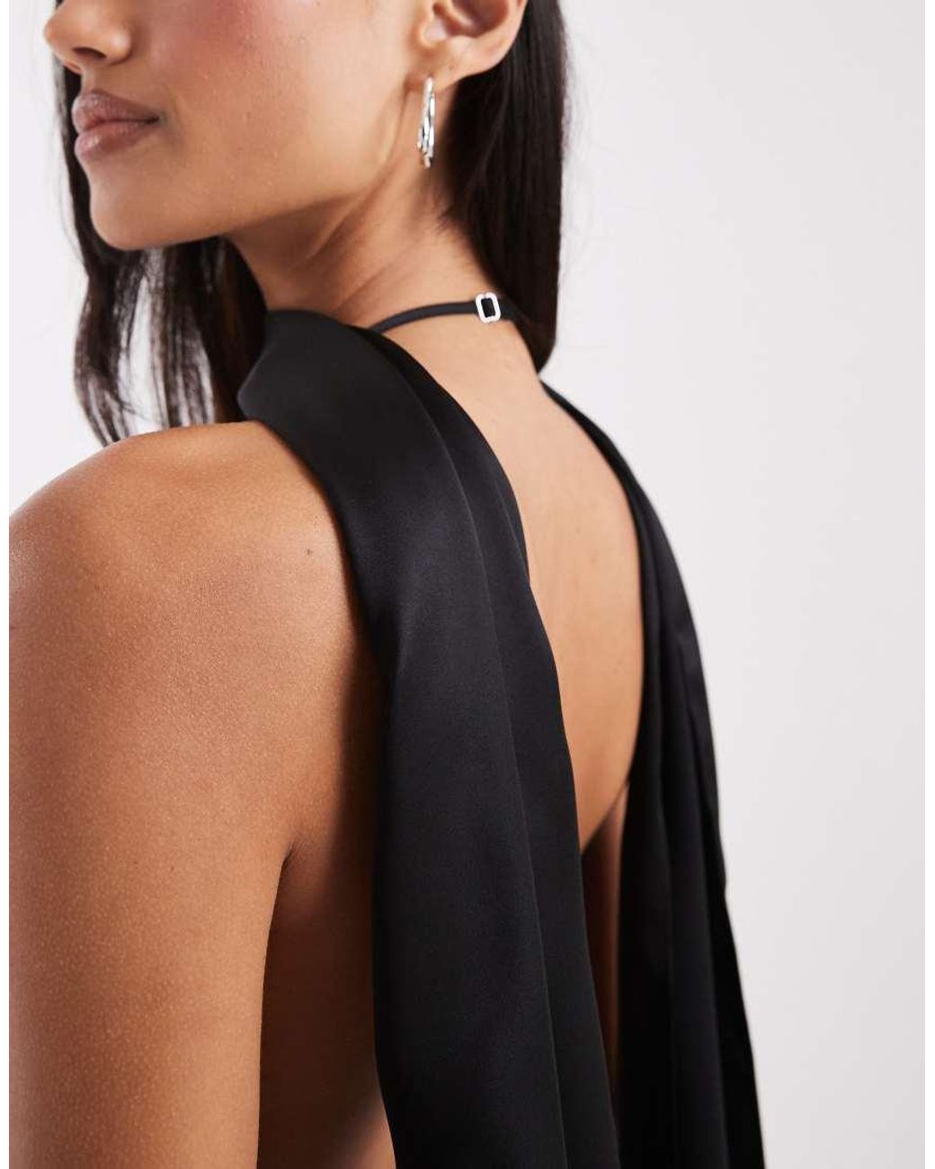 ASOS White Satin Scarf Cowl Neck Maxi Dress