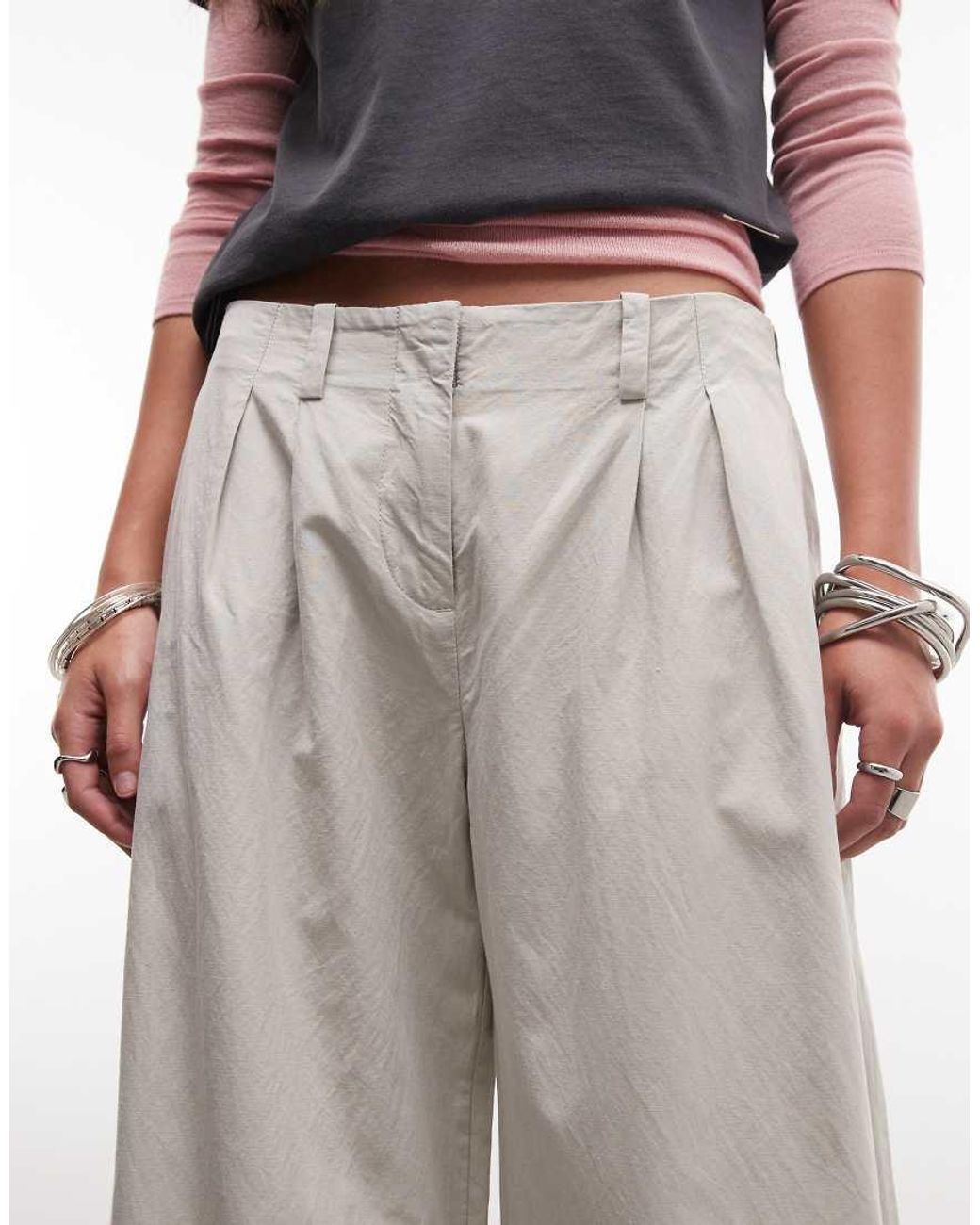 Weekday Gray Super Wide Leg Pleated Trousers