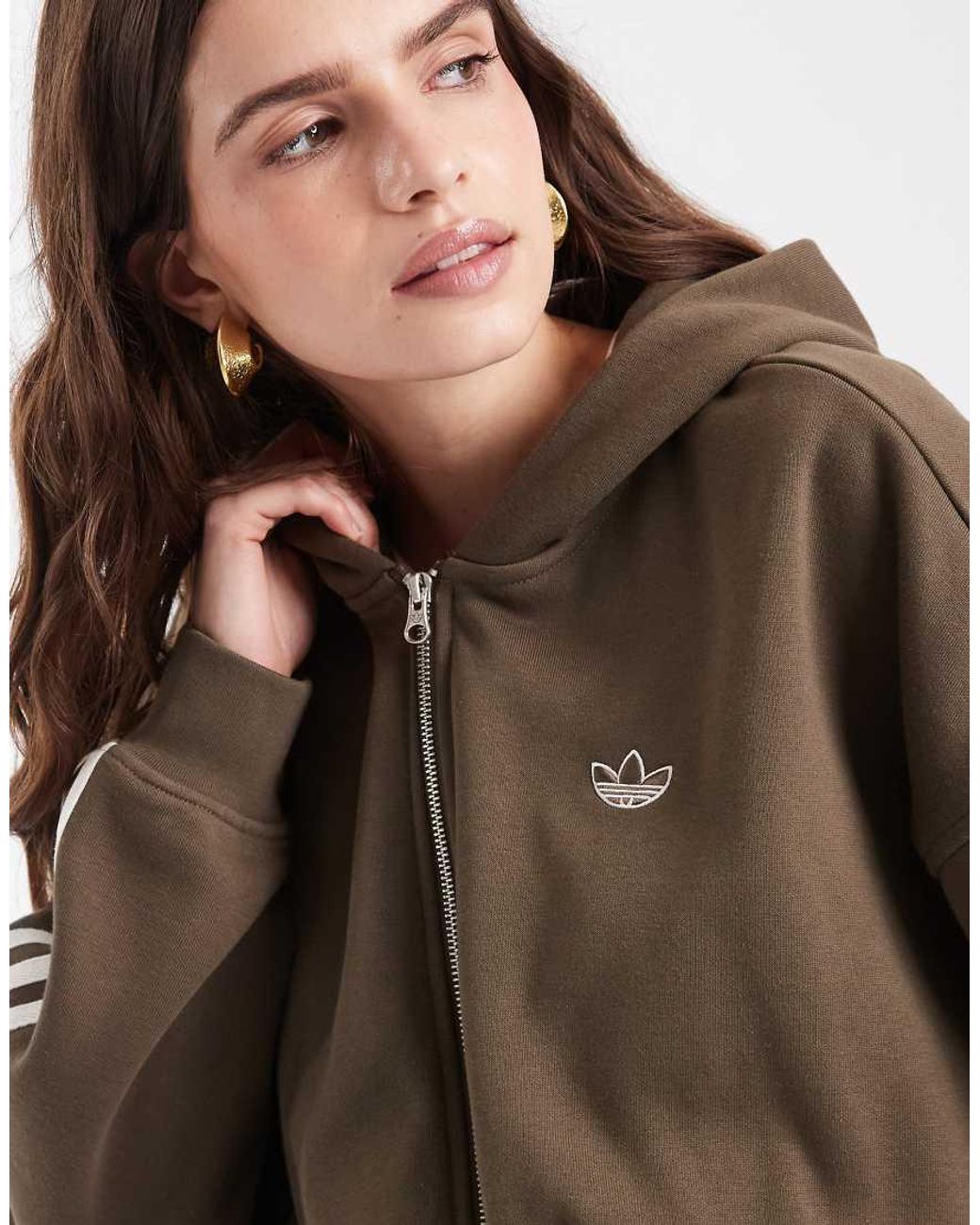 Adidas Originals Brown Signature Full Zip Hoodie