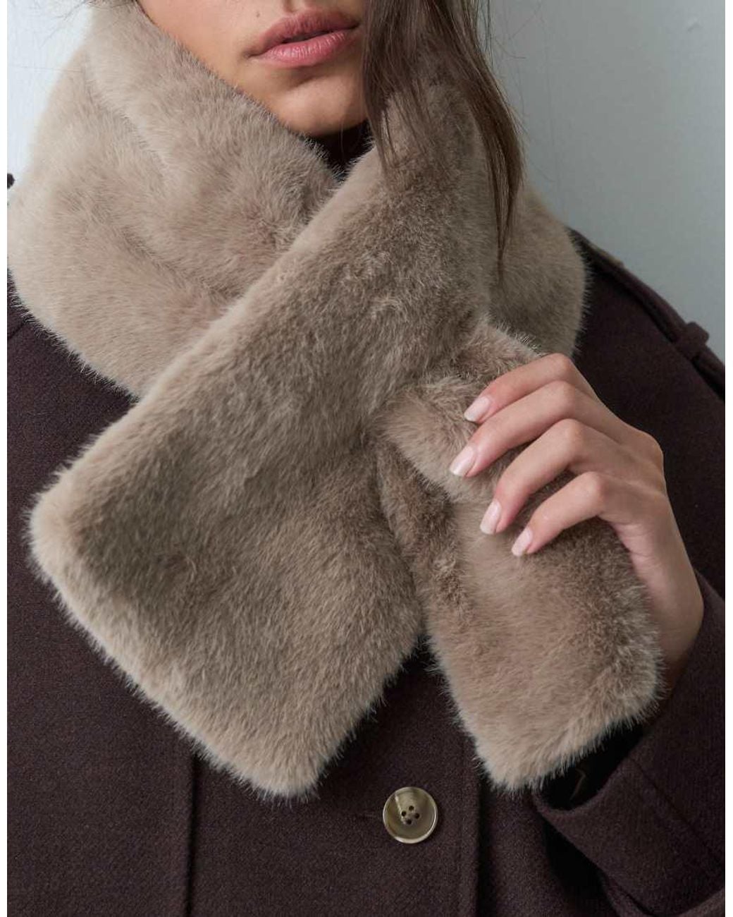 Vero Moda Brown Faux Fur Scarf
