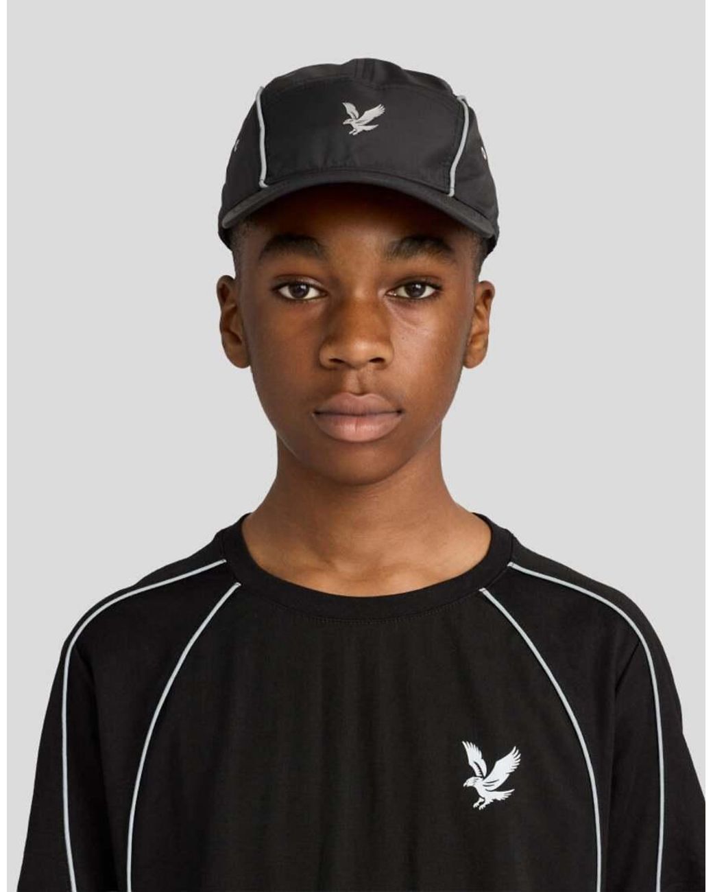 Lyle & Scott Black Reflective Piped Cap for men