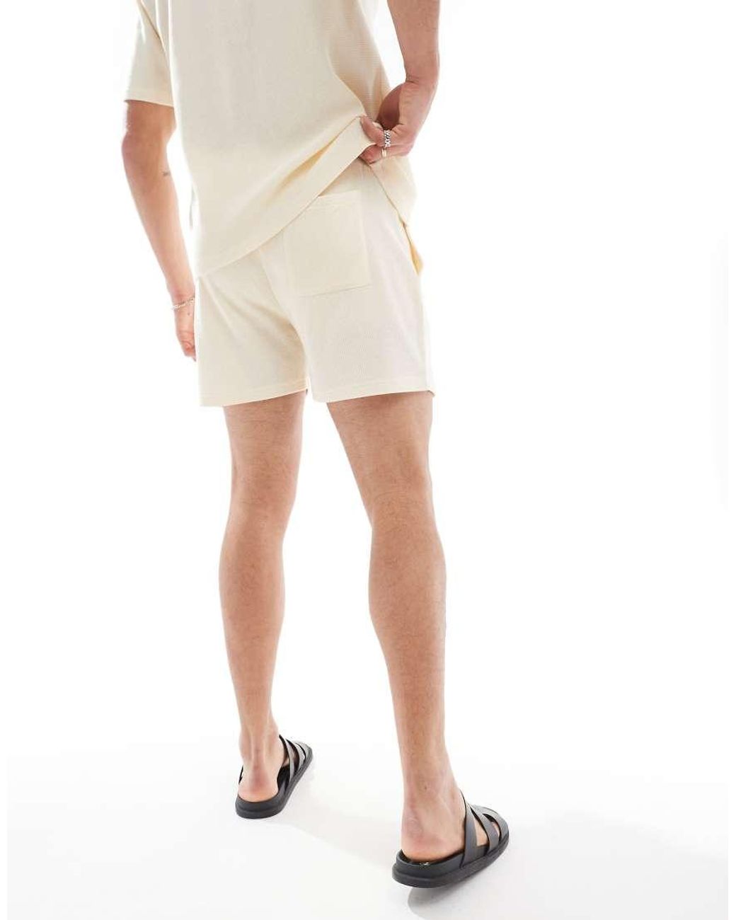 Aray White Waffle Shorts Co-ord for men