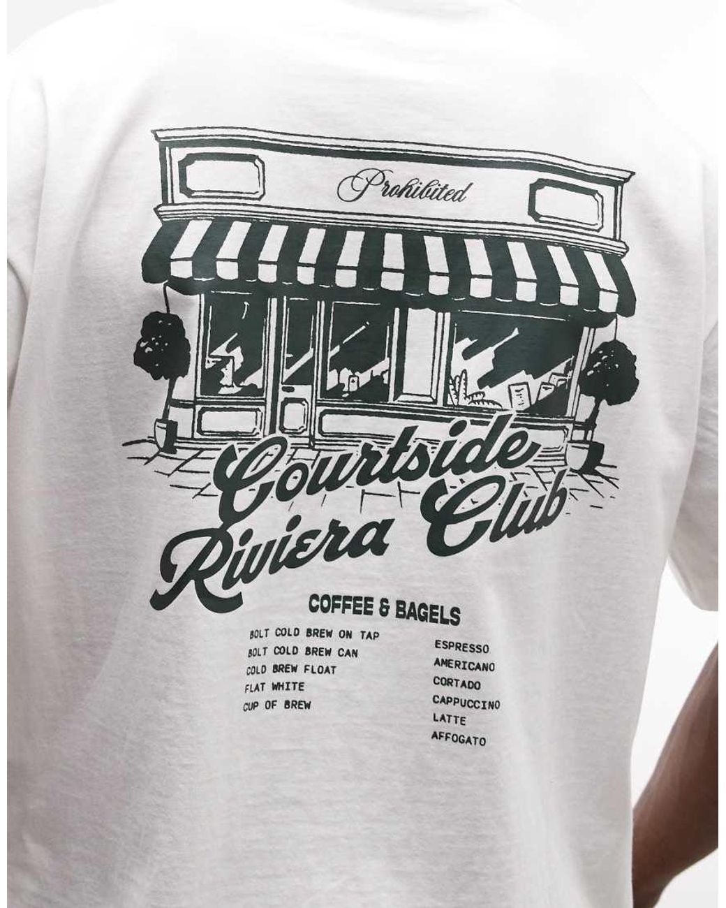 Prohibited Gray Coffee And Bagels Graphic T-shirt for men