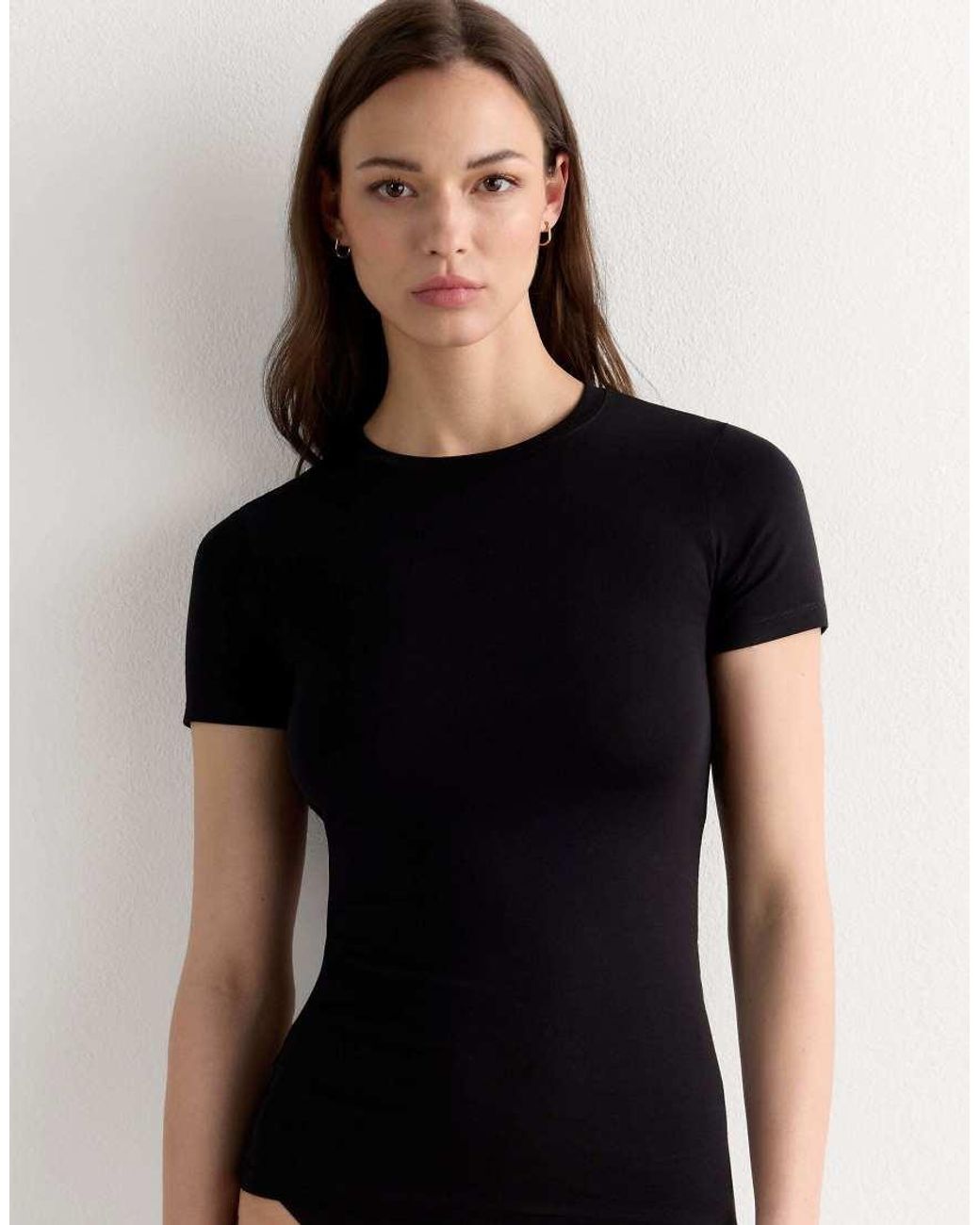 Intimissimi Black Short-Sleeved Stretch Top