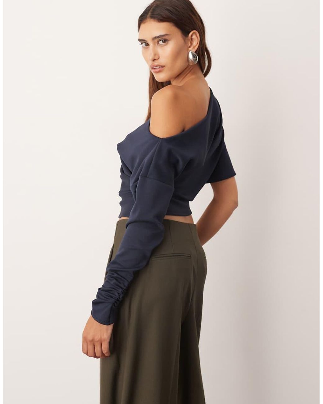 ARRANGE Blue Off Shoulder Drape Top