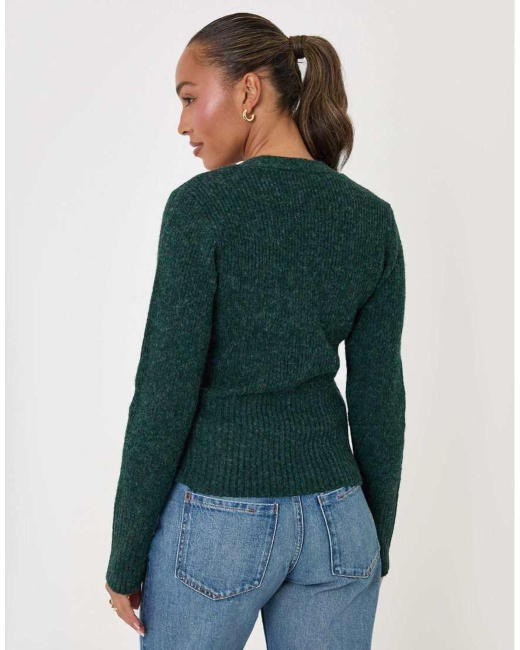 Threadbare Green V Neck Cardigan Knitted