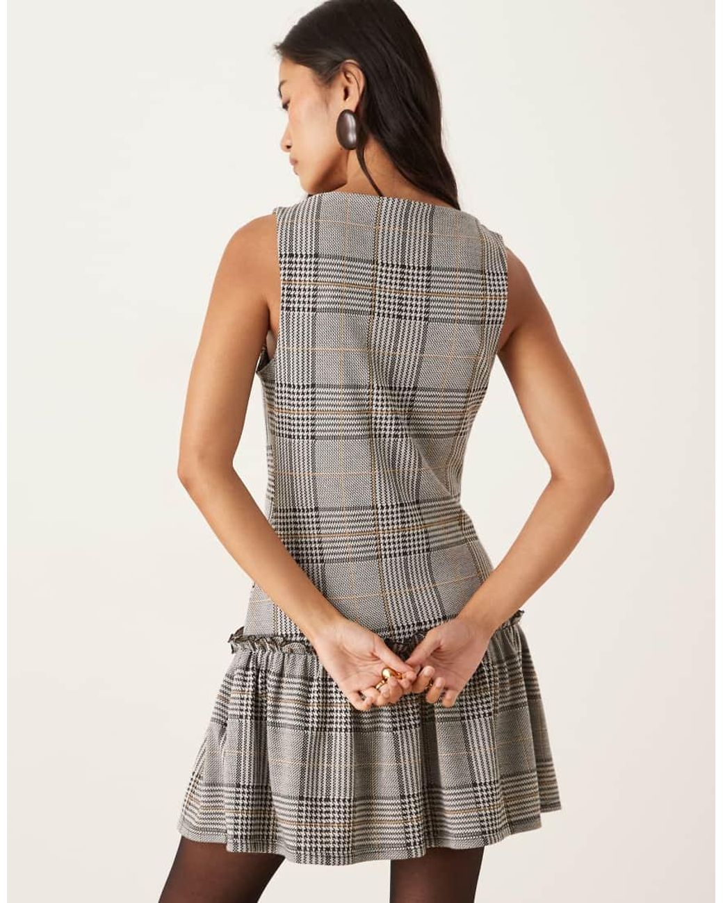 ASOS Natural Sleeveless Slash Neck Dropped Waist Mini Dress