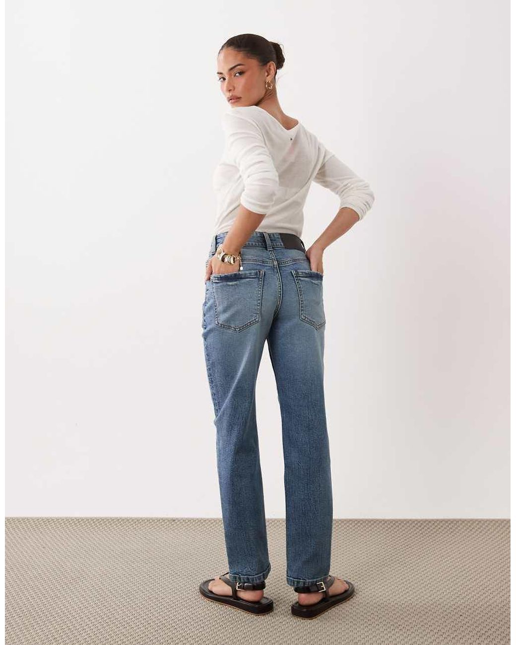 ASOS Blue Asos Design Petite Slim Fit Mom Jeans