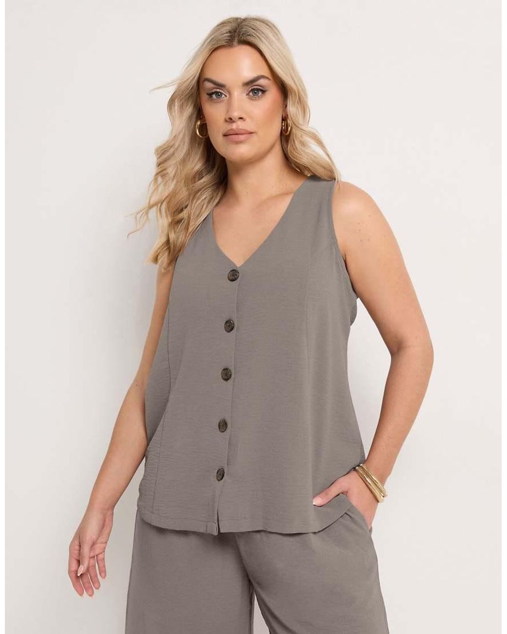 Yours Clothing Gray Button Through Waistcoat