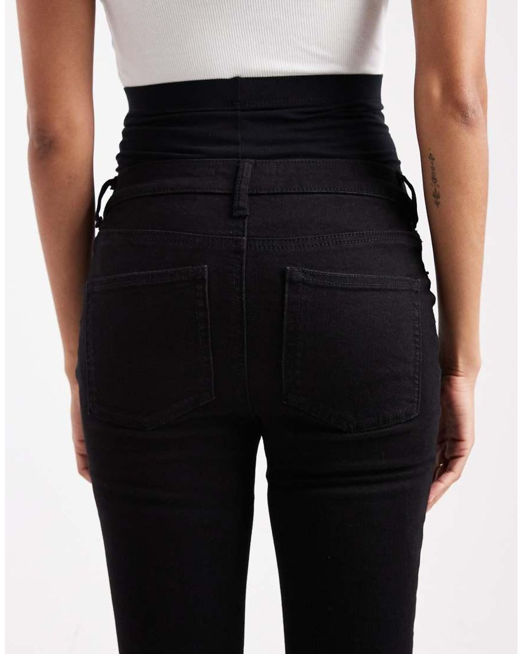 Vaqueros Negros De Corte Pitillo Con Banda Por Encima Del Vientre De Asos Design Maternity ASOS de color White