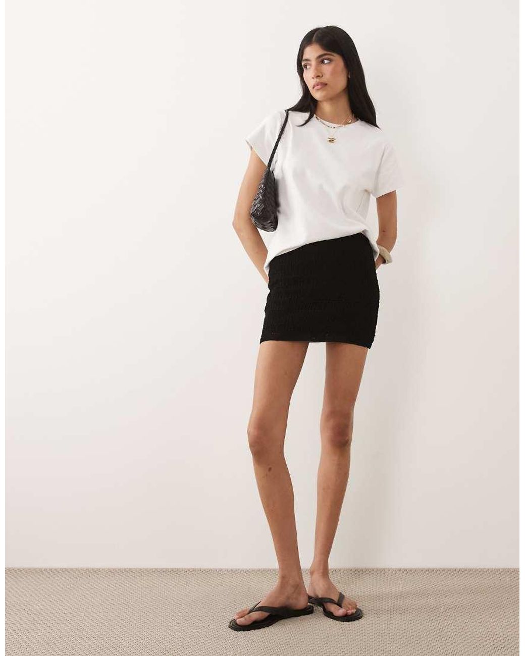 Mango White Teen Knitted Mini Skirt