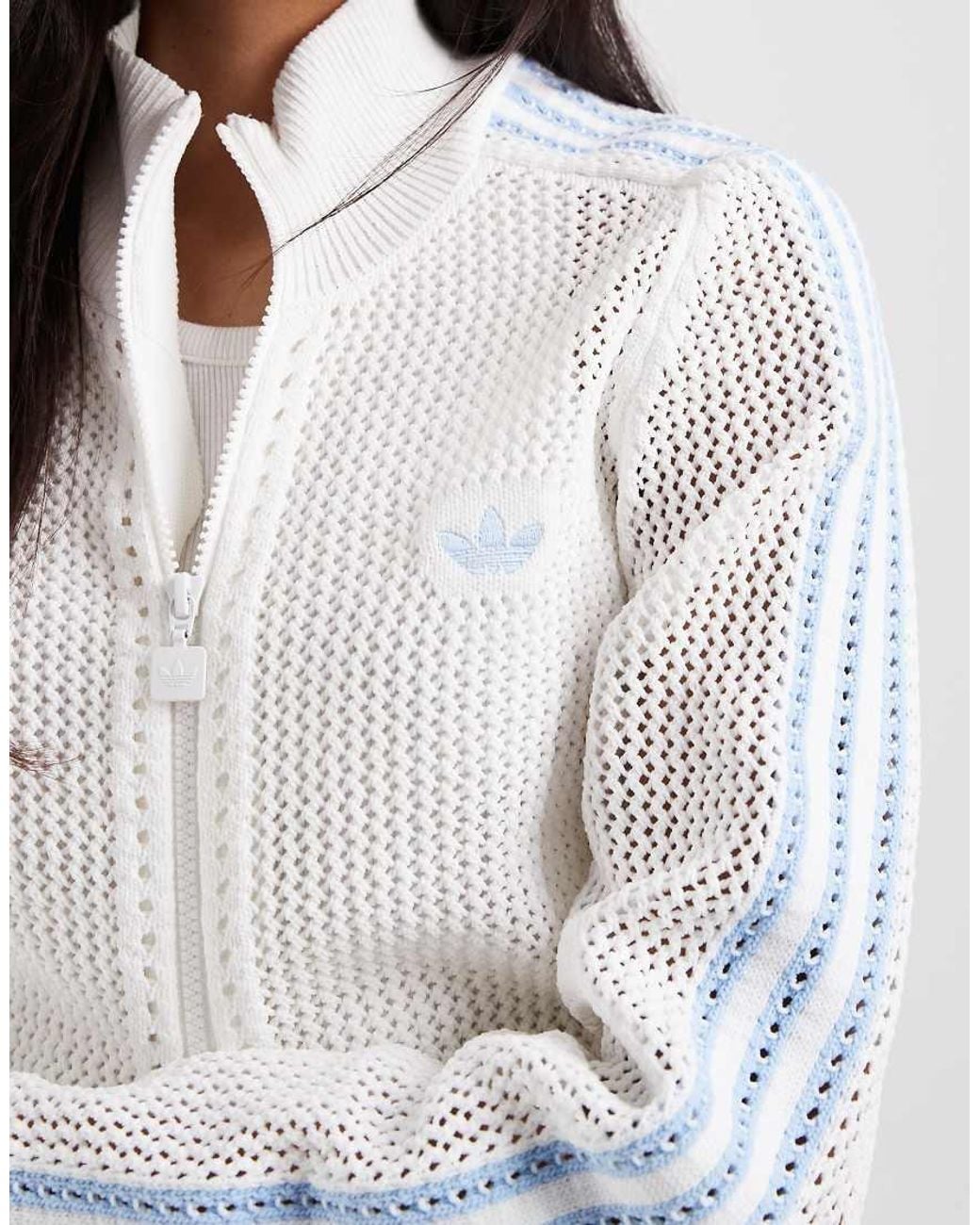 Adidas Originals White Crochet Track Top