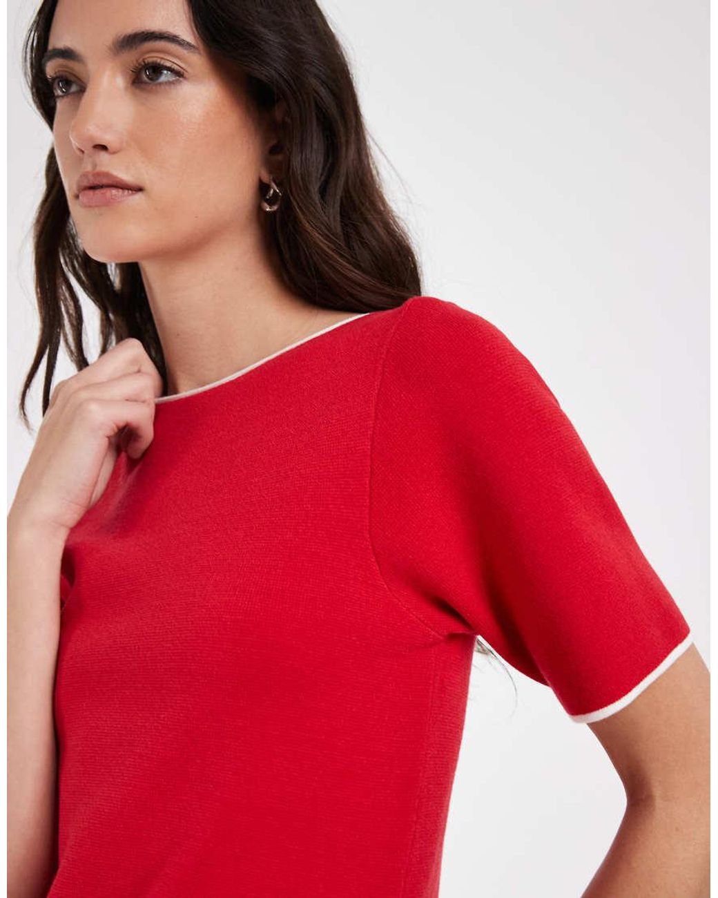 ASOS Red Ruched Side Asymmetric T-shirt