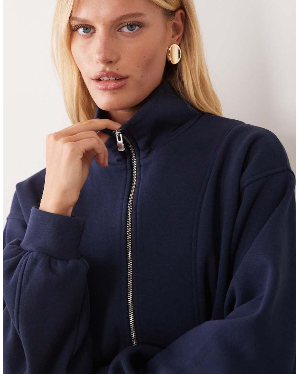 ASOS Blue Zip Front Funnel Neck Top Co-Ord