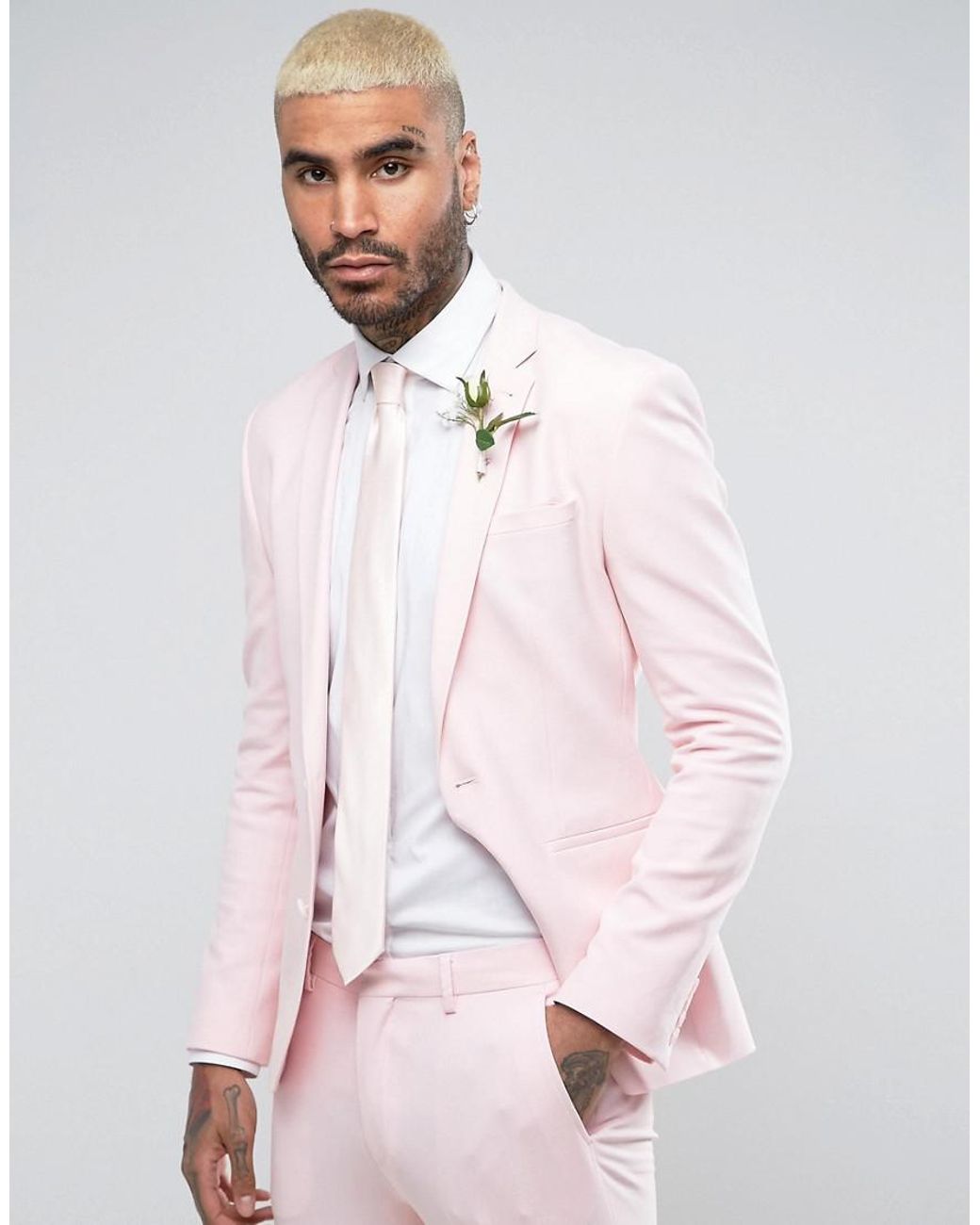 ASOS Wedding Super Skinny Suit Jacket In Pale Pink for Men | Lyst