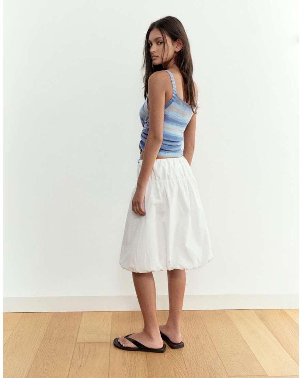 Pull&Bear White Ruched Tank Top