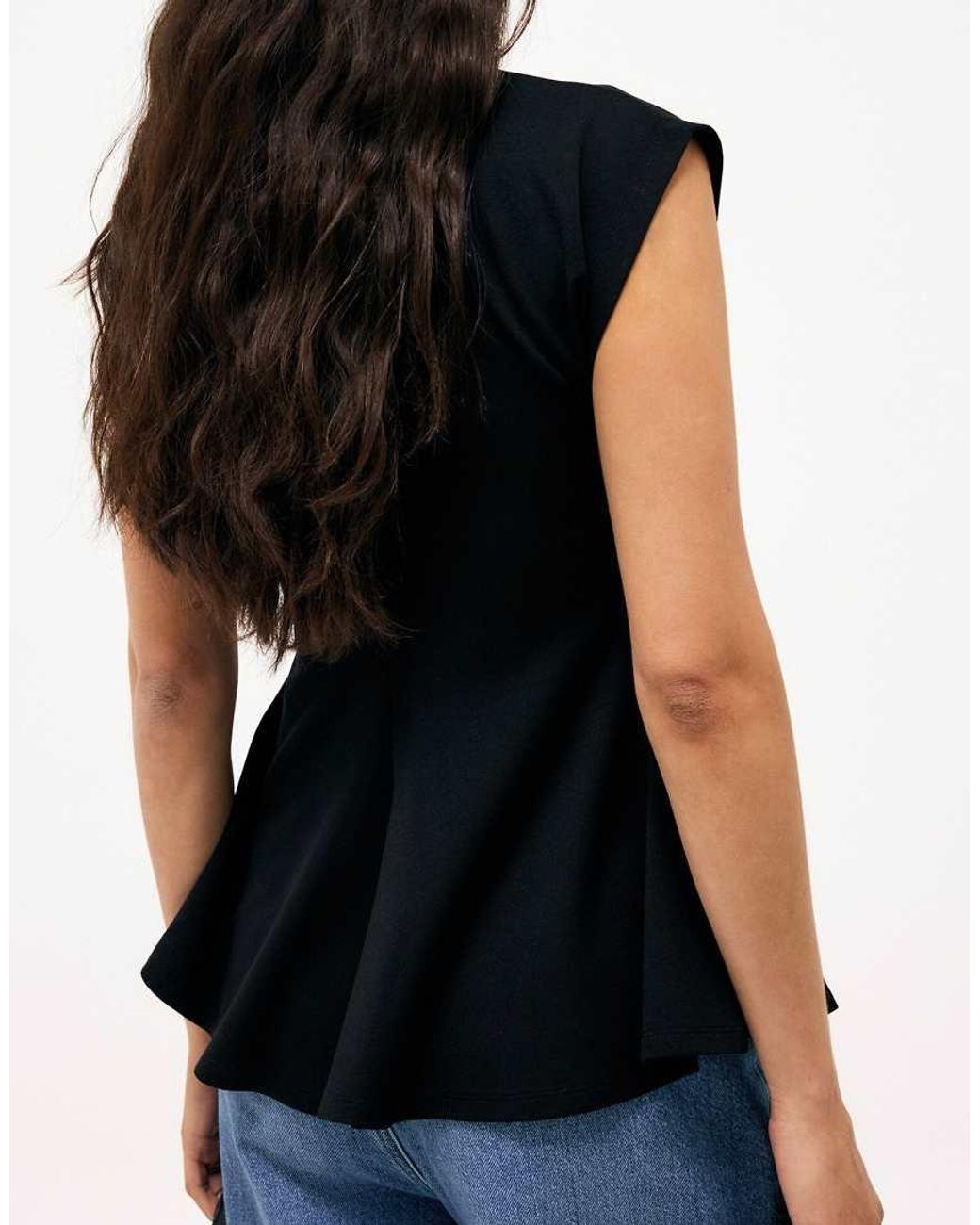 NA-KD Blue Peplum Jersey Top