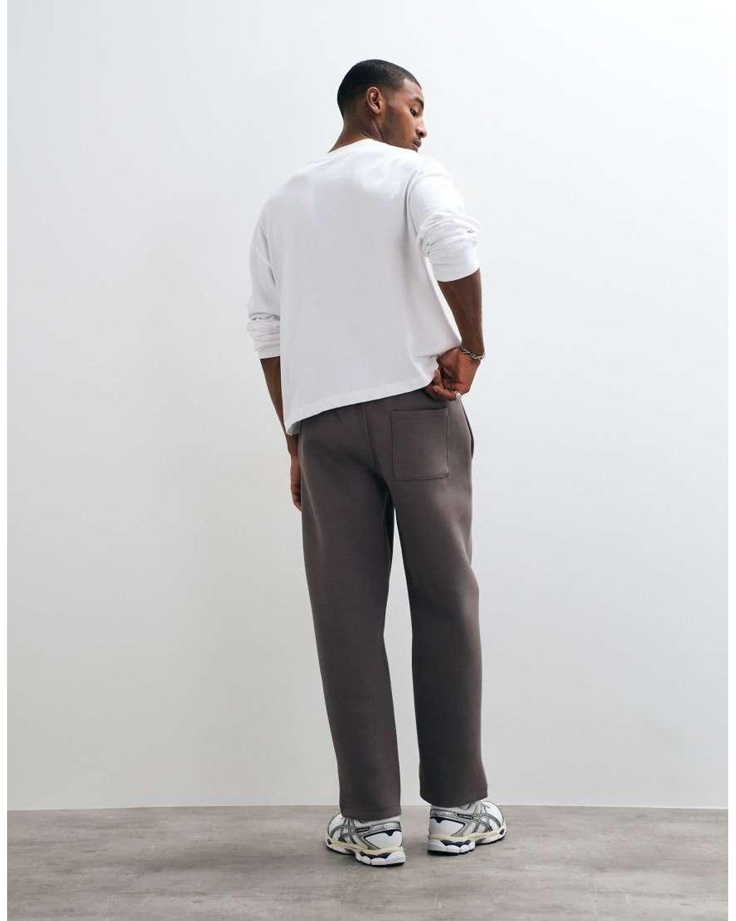 ASOS White Straight Leg jogger With Curved Piping for men