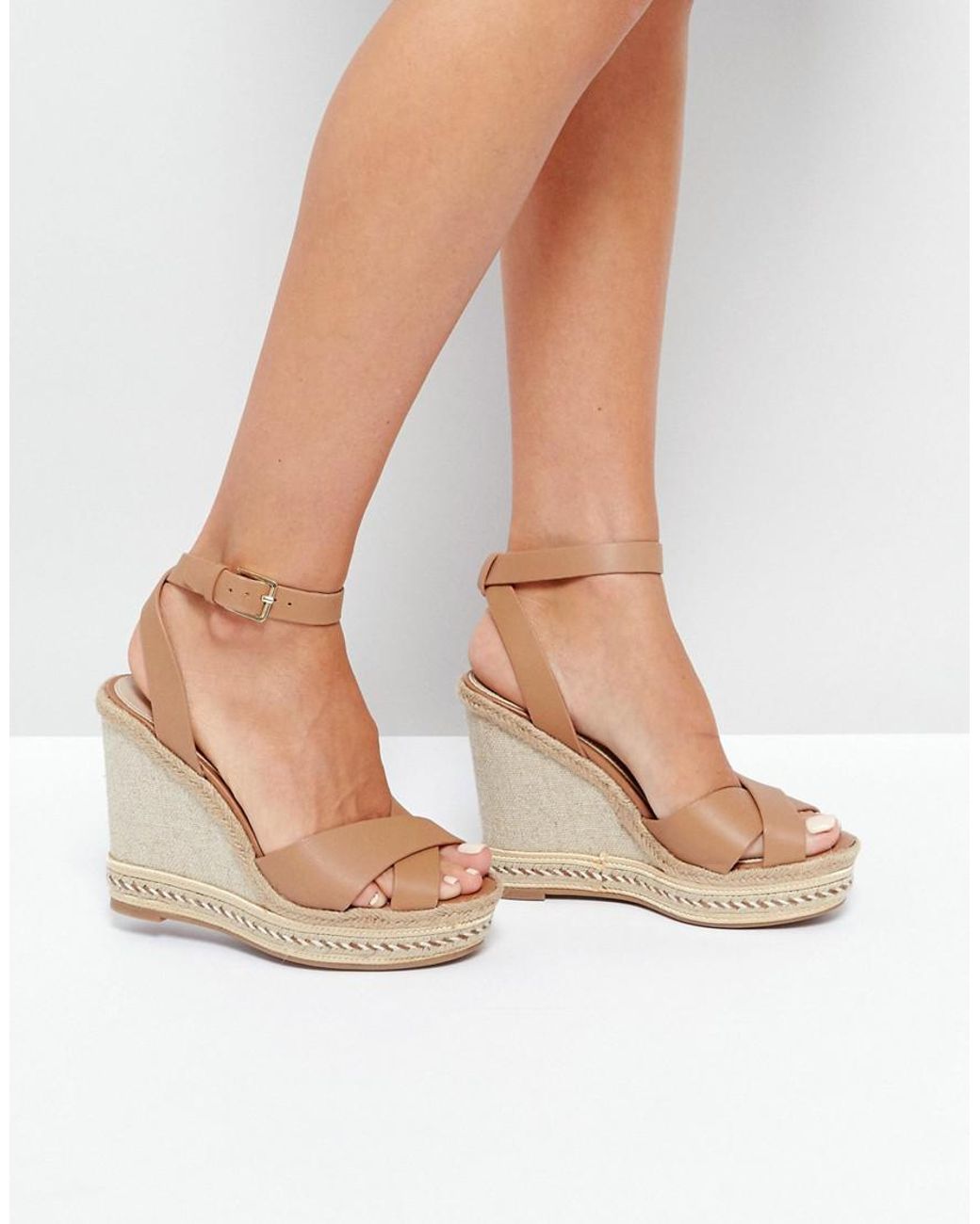 ALDO Clodia Tan Espadrille Wedge Sandals in Brown | Lyst
