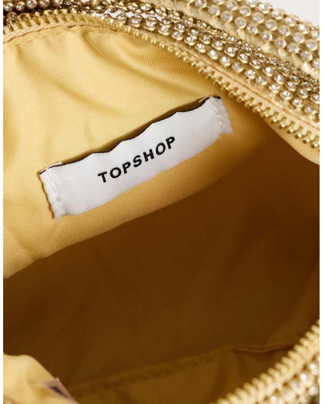 TOPSHOP Natural Ammie Small Embellished Grab Bag
