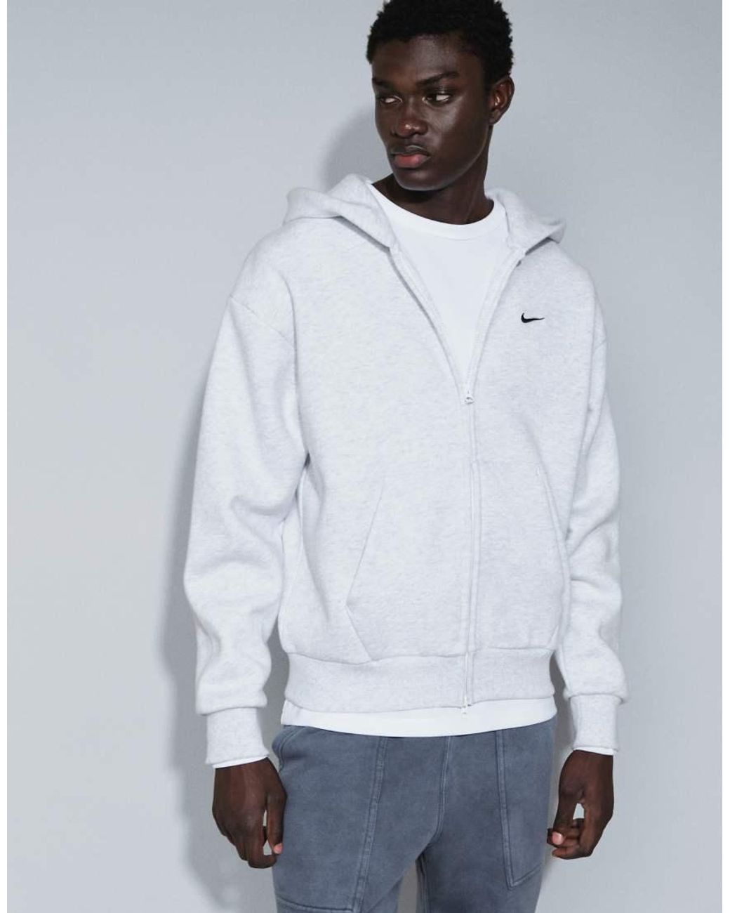 Nike Blue Solo Fleece Oversized Double Zip Fleece Hoodie for men