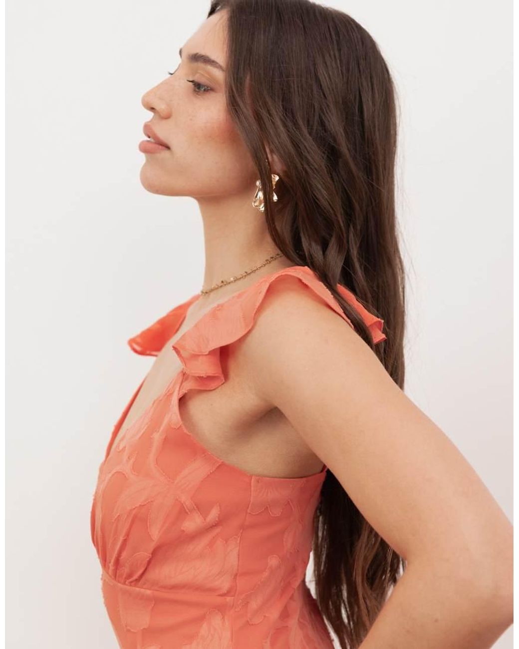 ANAYA Pink Strappy V Neck Ruffled Maxi Dress