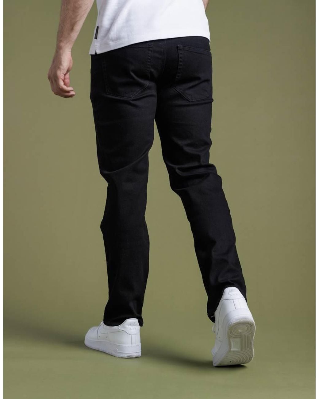 French Connection Green Cotton Straight Leg Stretch Denim Jeans for men