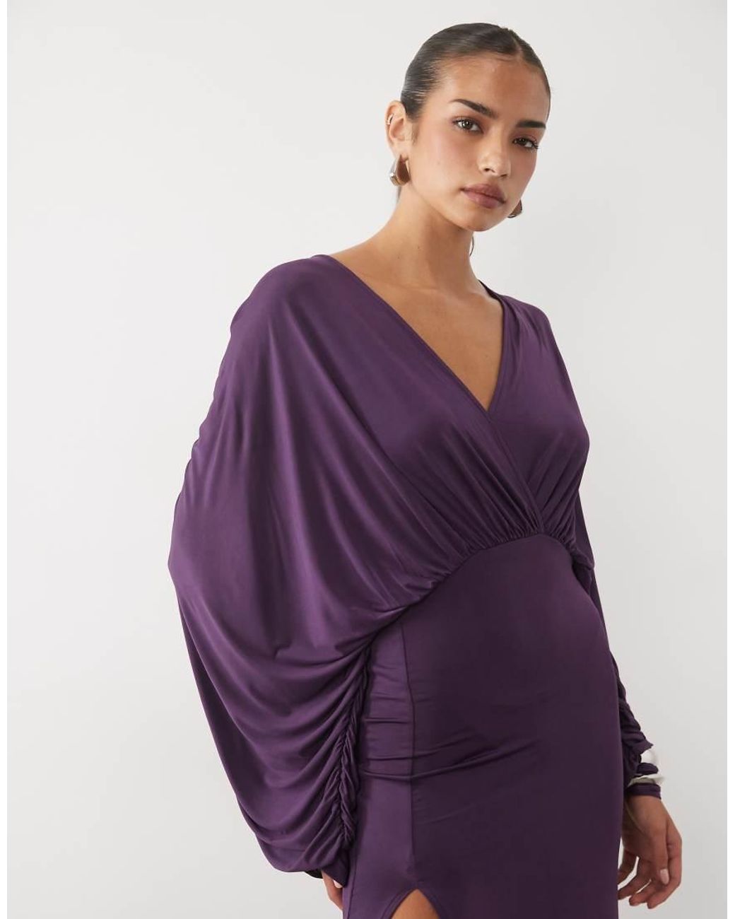 ASOS Purple Slinky Blouson Maxi Dress