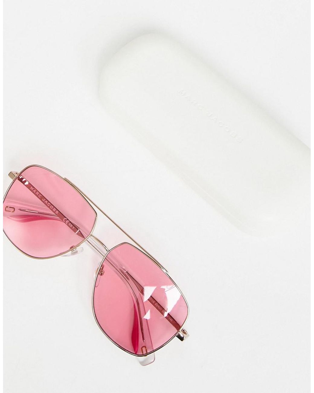 Marc Jacobs Aviator Sunglasses With Pink Lens in Metallic | Lyst display picture 1