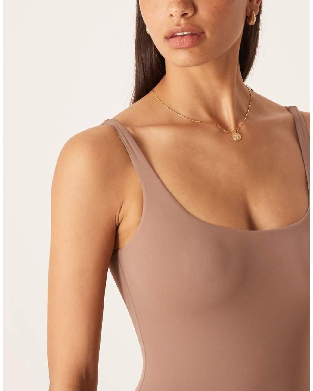 agon® Brown Square Neck Bodysuit