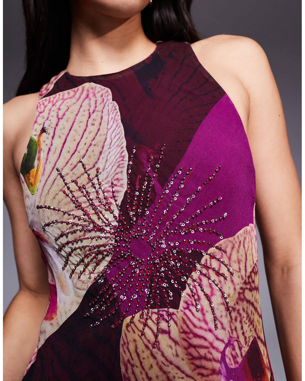 River Island Embellished Floral Print Maxi Dress in Purple | Lyst Canada