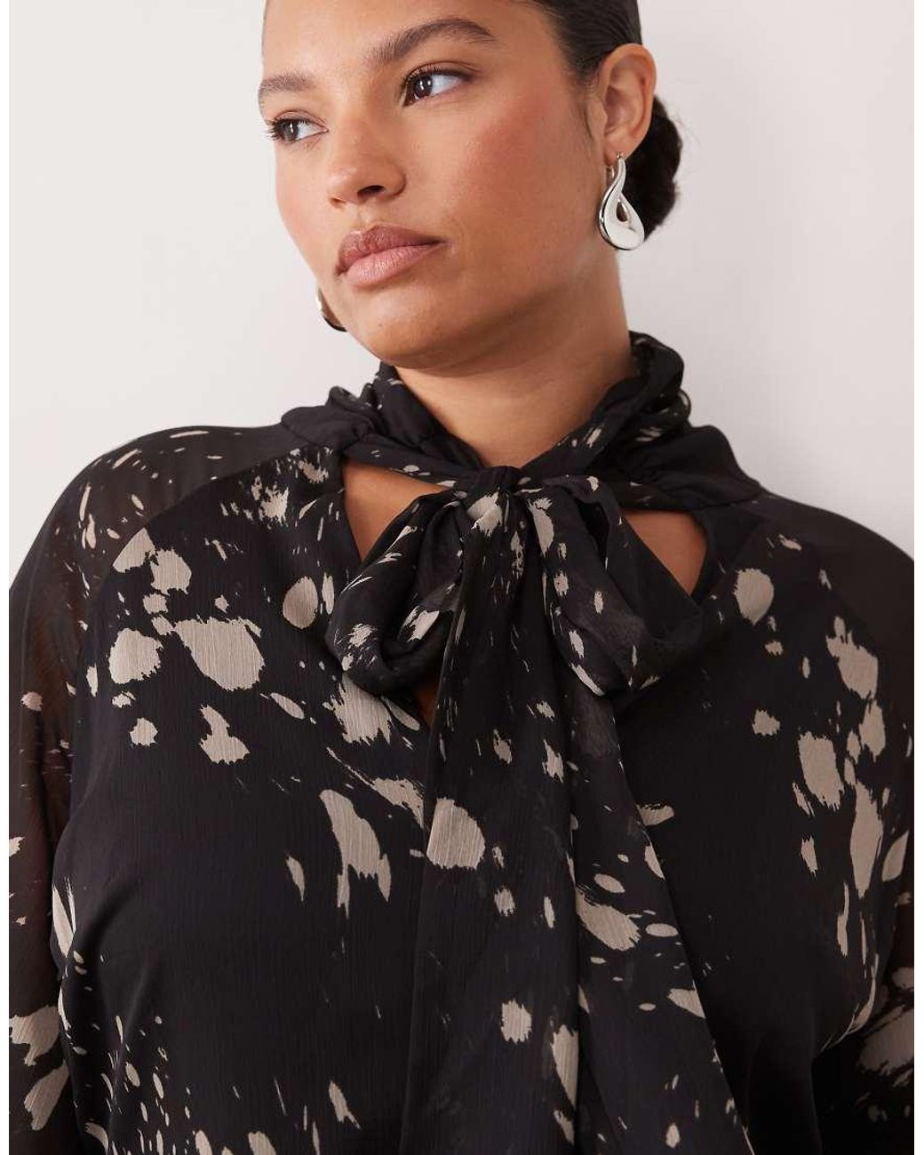ASOS Brown Asos Design Curve Pussybow Maxi Dress