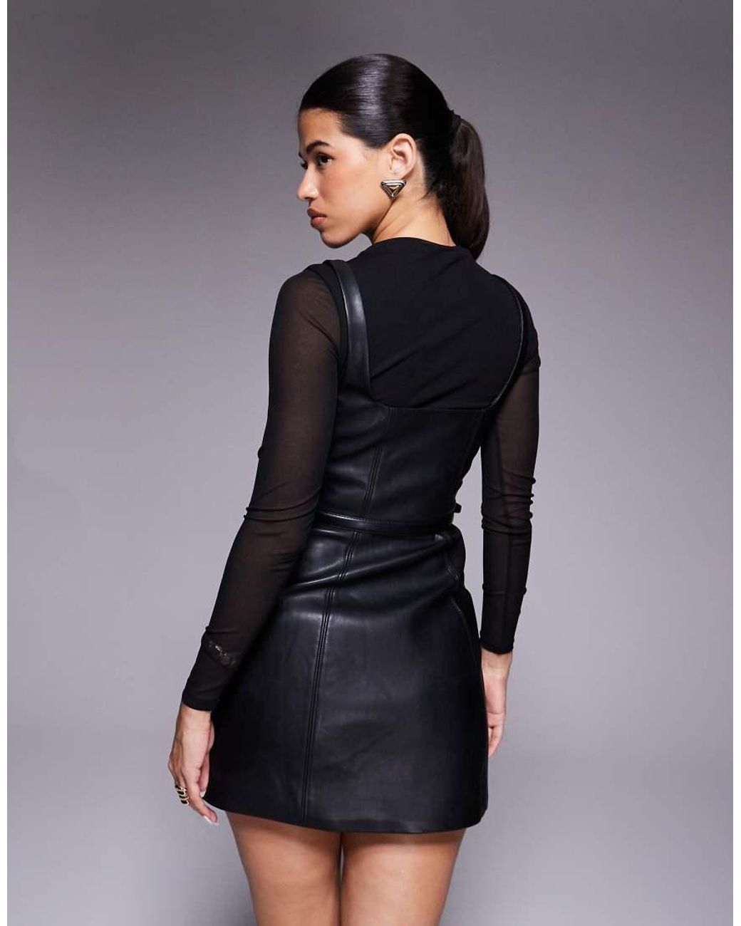 Forever New Blue 2-in-1 Pu Mini Dress