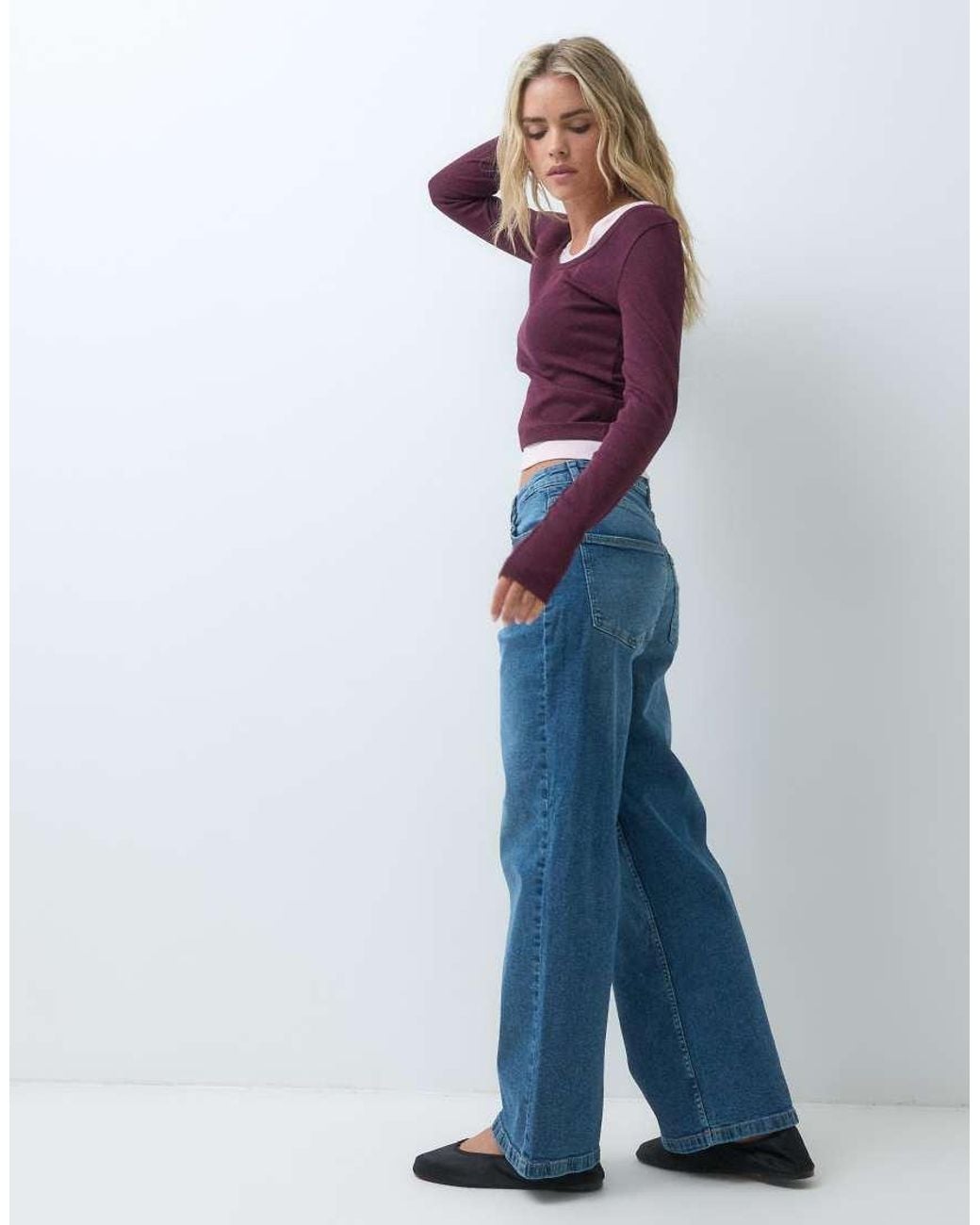 Vero Moda Blue High Rise Wide Leg Jeans