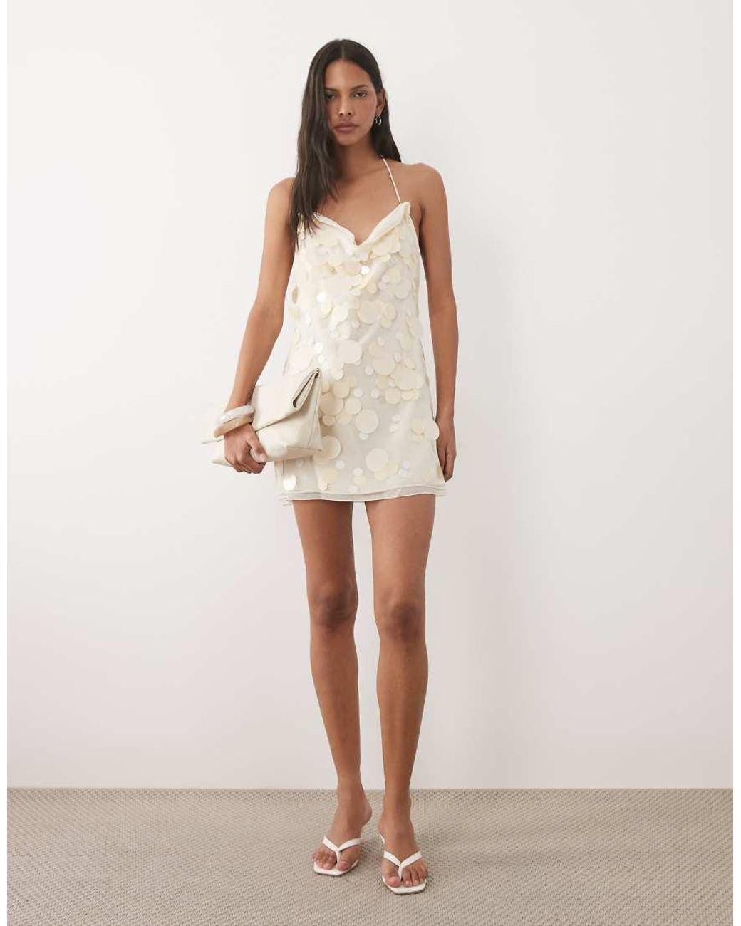 Mango White Capsule Embellished Mini Dress