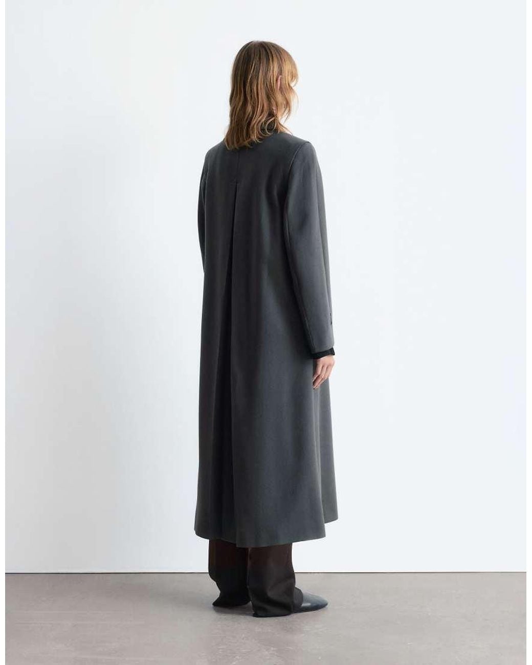 & Other Stories Blue Wool Maxi Coat With Button Detail
