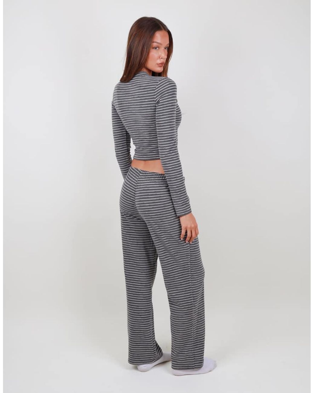 SIMMI Gray Super Soft Stripe Trouser