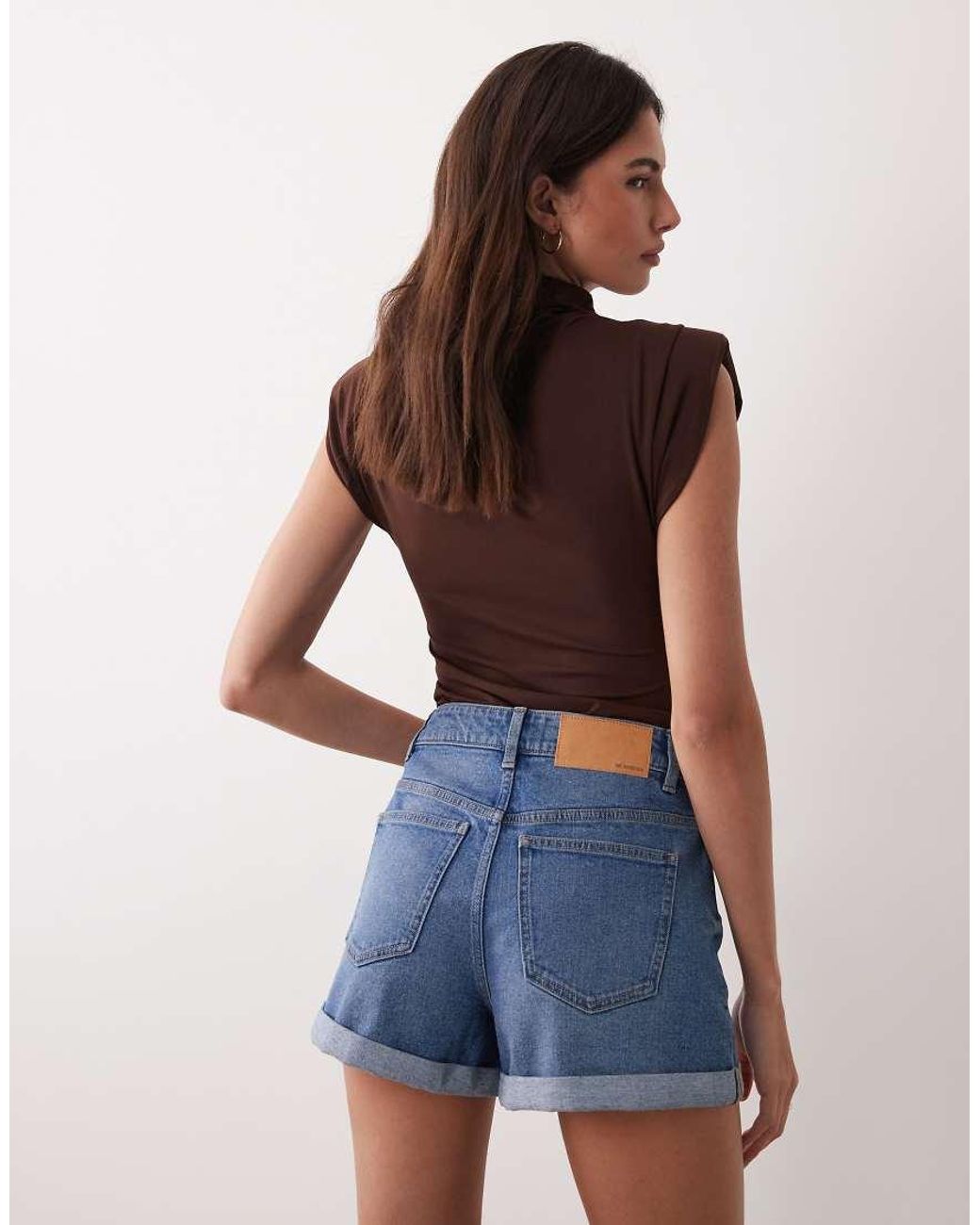 ASOS Blue Denim Comfort Mom Shorts