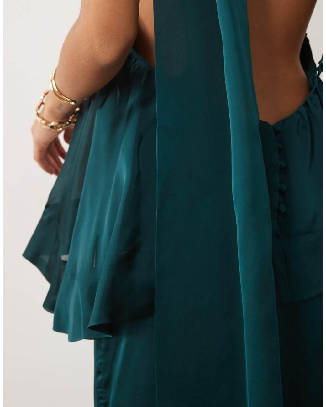 ASOS Blue Layered Tiered Cami Maxi Dress With Scarf Detail