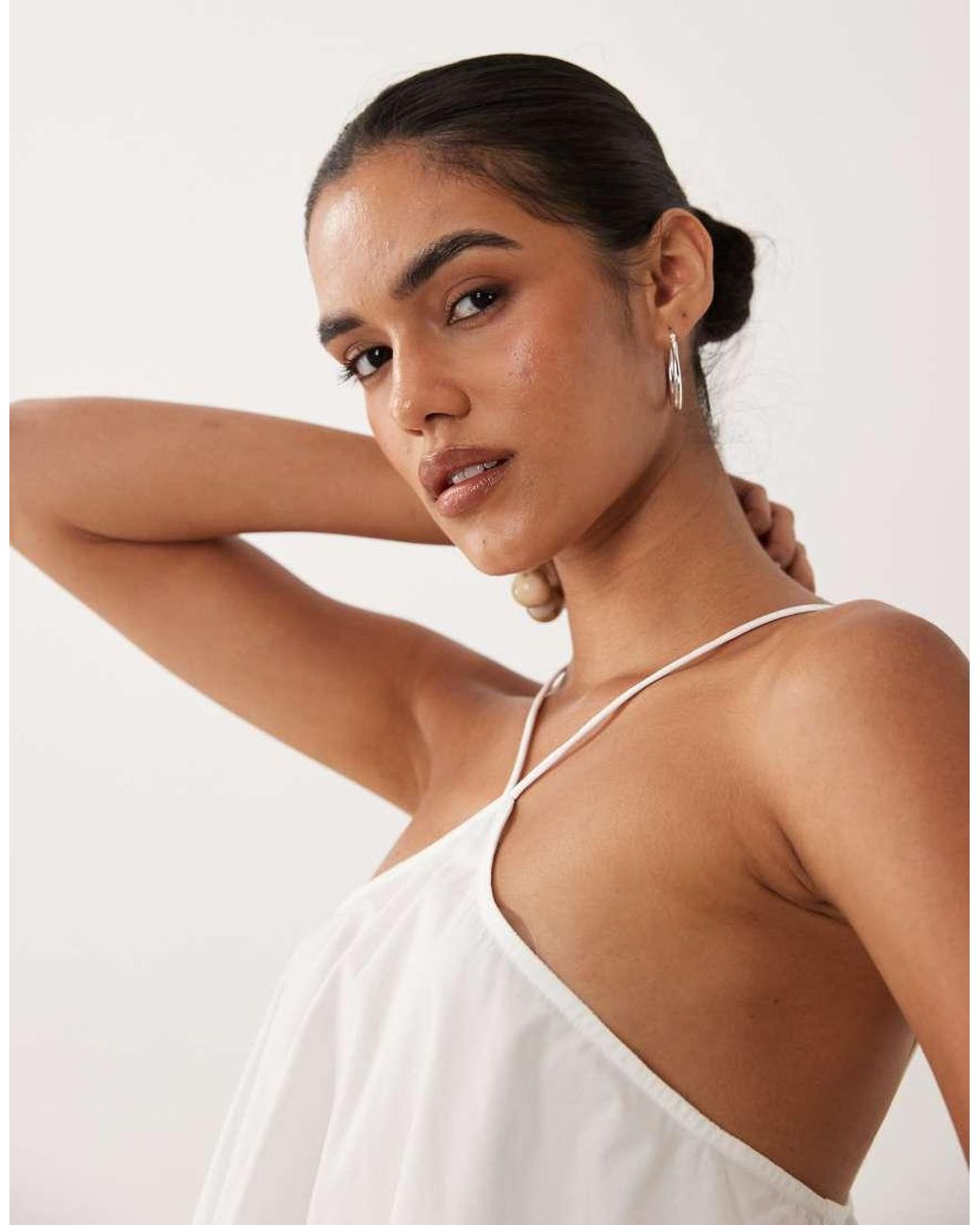 ASOS White Volume Halterneck Cami